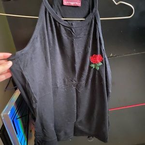 Black Rose Halter Top Tank